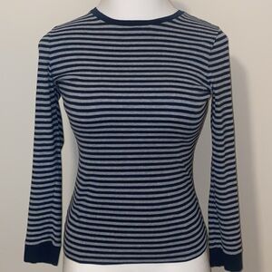 Womens J Crew Long Sleeve Striped Shirt Blue and Gray. Size Large.